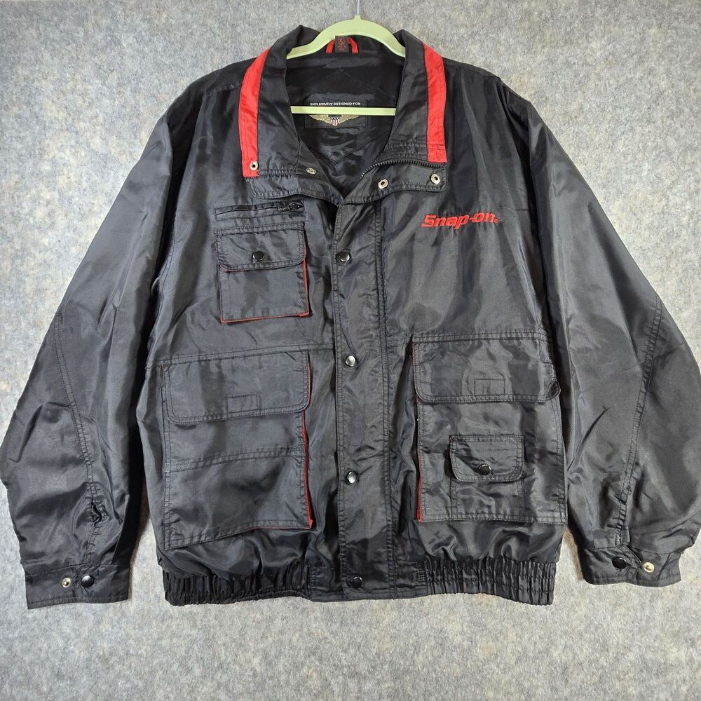 Vintage Snap-On Tools Technician Jacket Size XL Black Red 1990's Made in Korea